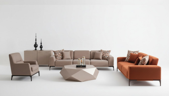 Italienesch Stil Miwwelen Ariichtung Sofa 431 Sëtz Anrichte Dësch 6tlg