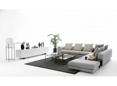 Wunnlandschaft Eckcanapé L-Form TV-Stänner 3x Couchdësch Couch Polstermöbel