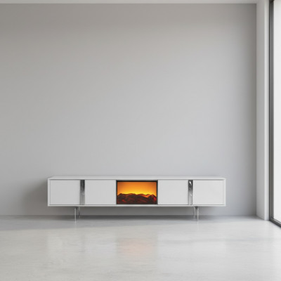 Säitebord mat Kamäin TV Fernsehstänner Miwwelen Luxus Lowboard 240cm