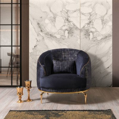 Wunnzëmmer Fotell Polster 1-Sëtz Couche Modern Textil Neit Blo Luxus