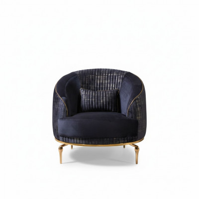 Wunnzëmmer Fotell Polster 1-Sëtz Couche Modern Textil Neit Blo Luxus