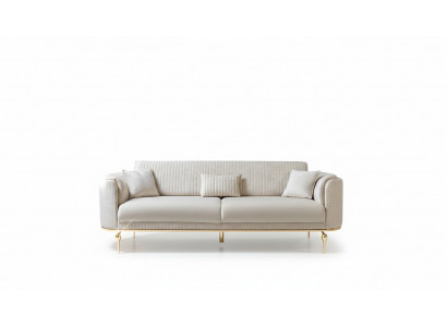 Still Sofa dräi Sëtzer Designer Sofa Couch Polster Sofas Textil Wäiss Modern Dräisëtzer