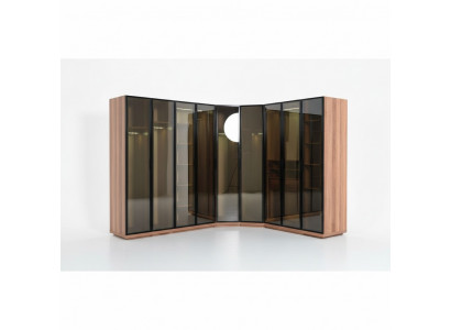 Schlafzimmer Eckschrank Schrank Modern Holz Kleiderschrank Neu braun