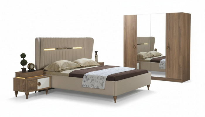 Schlofzëmmer Bett Polster Design Luxus Duebel Hotel Better Holz Miwwelen