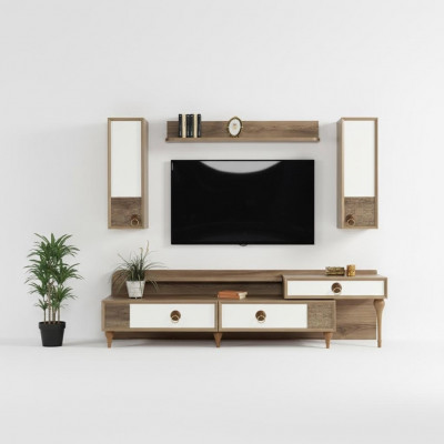Stuff fir d'Wunnzëmmer Wohnwand rtv Lowboard Holz Brong Miwwelen Televisioun Nei Modern
