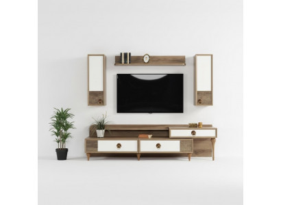 Stuff fir d'Wunnzëmmer Wohnwand rtv Lowboard Holz Brong Miwwelen Televisioun Nei Modern