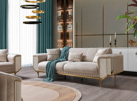 Luxus Sofagarnitur 3311 Canapé Polster Miwwel Drësëtzer Set Textil 4tlg