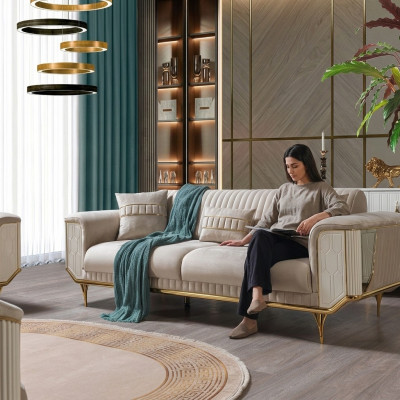 Blo Sofa Wunnzëmmer Sofa 3er Couchen Designer Couch Polster Sofae Textil Nei
