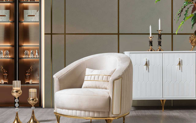 Wunnzëmmer Sëtzfauteuil 1-Sëtz Couch Polster Luxus Textil Neit Design