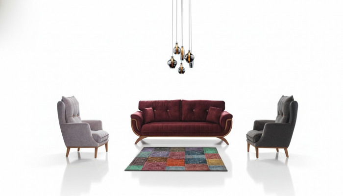 Wunnzëmmer Sofagarnitur 3 3 1 1 Sëtzer Couch Polster Garnitur Textil Design