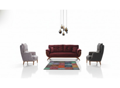 Wunnzëmmer Sofagarnitur 3 3 1 1 Sëtzer Couch Polster Garnitur Textil Design