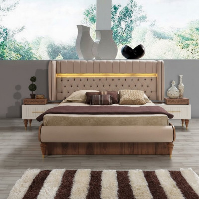 Bett Këssen Design Luxus Duebel Hotel Chesterfield Holz Miwwel Neie