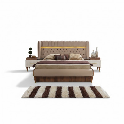 Bett Këssen Design Luxus Duebel Hotel Chesterfield Holz Miwwel Neie