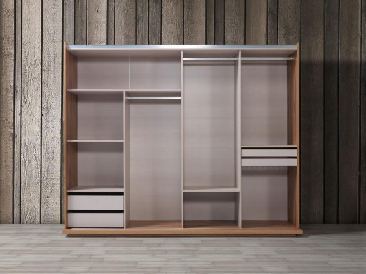 Schlofkummer Luxus Kleederschaf Holz mat Glas Design Modern nei