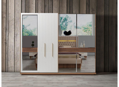 Schlofkummer Luxus Kleederschaf Holz mat Glas Design Modern nei