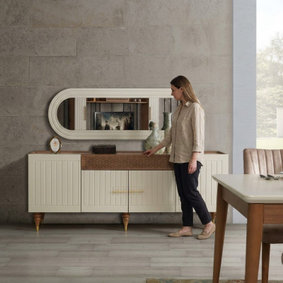 xxl Säitbriet Anrichte Kommode 201cm mat Spigel 2tlg. Schaf Kommoden