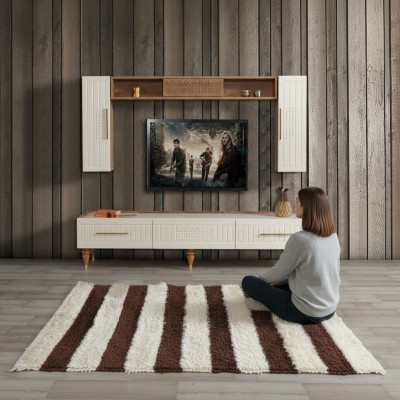 Wunnwand Wunnzëmmer Moderne Stil luxuriéis Miwwelen Wunnwänn Regal 3-deelech