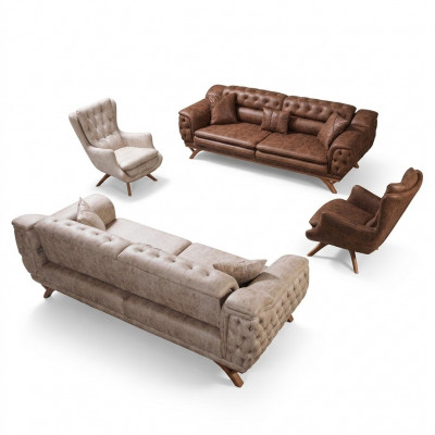 Sofagarnitur 3 3 1 1-Sëtzer Couch Polster Chesterfield Garnituren Sëtzmoebel