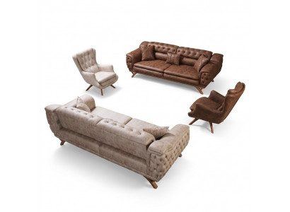 Sofagarnitur 3 3 1 1-Sëtzer Couch Polster Chesterfield Garnituren Sëtzmoebel