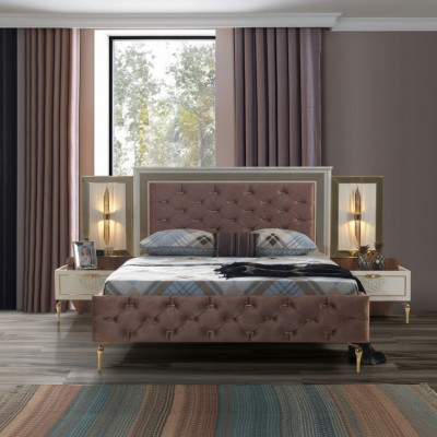 Schlofzëmmer Bett Design Ariichtung Luxus Polsterbette brong Modern