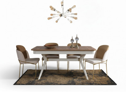 Komplett Set Iessdësch 4x Still Iesszëmmer Set Iess Grupp Holz 5 Deeler