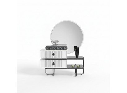 Design Kommode Anrichte Schrank Kommoden Sideboard 2tlg. Spiegel Möbel