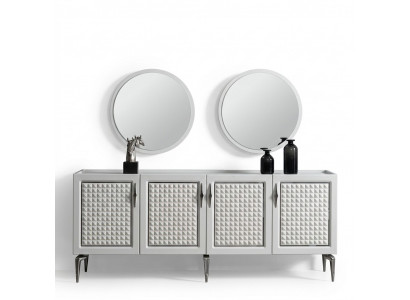 Graues Sideboard Schrank Regal Schränke Möbel Spiegel Kommoden 3tlg