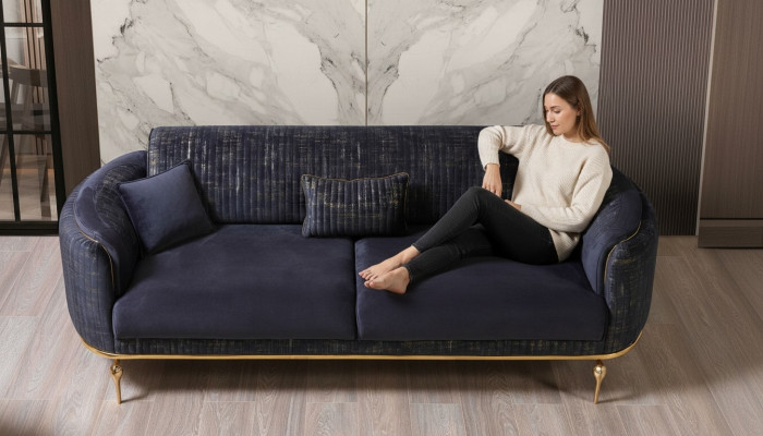 Wunnzëmmer Canapé 3-Sëtzer Blo Miwwelen Luxus Canapéën XXL Miwwelen Canapé Sofas