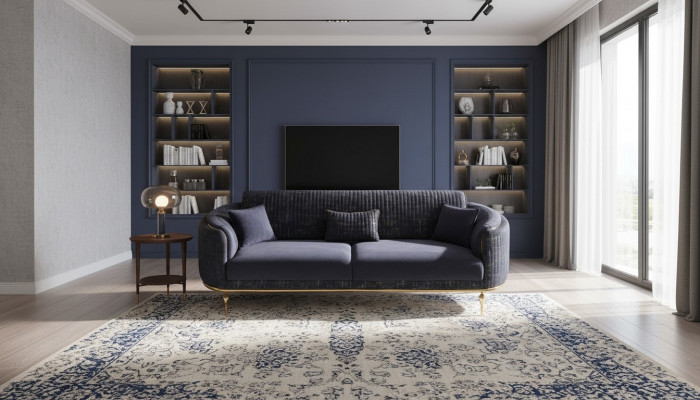 Wunnzëmmer Canapé 3-Sëtzer Blo Miwwelen Luxus Canapéën XXL Miwwelen Canapé Sofas