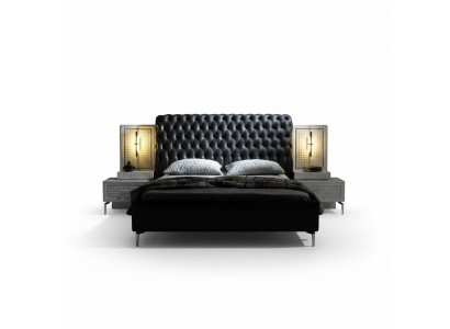Chesterfield Schlafzimmer Komplett Bett 2x Nachttische Set Luxus Möbel 3tlg.