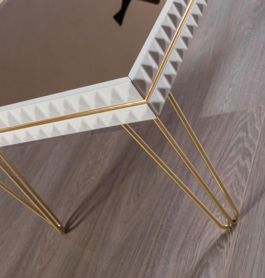Wunnzëmmer Couchtisch Dëschen Design Miwwel Luxus 111x64 Canapé wäiss