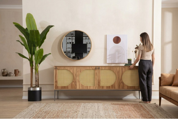 Sideboard mat Spigel Anrichte Sideboards Holz Schaf Möbel Braun Nei