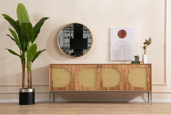 Sideboard mat Spigel Anrichte Sideboards Holz Schaf Möbel Braun Nei