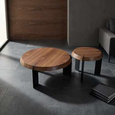 Canapé Dësch Niewendësch Designer Dësch Ronn Braun Wunnzëmmertësch Nei