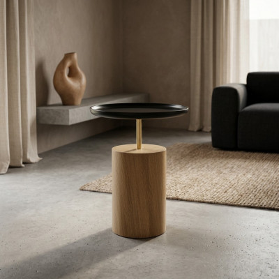 Niewentdësch Dësch Holz Niewent Designer Miwwelen Schwaarz Ronn Dësch