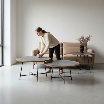 Couchtischen Design Dëscher Wunnzëmmerdësch 3 tlg. Bäistelltësch Luxus Dësch