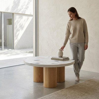 Couchtisch Kaffisdësch Designer Wäiss Dësch Wunnzëmmertësch Dëscher Nei