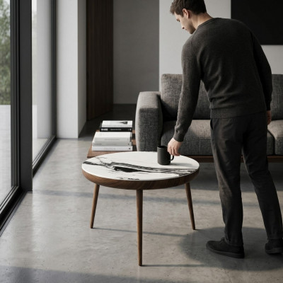 Ronnen Design Couchtisch Modern Bäisdelltëscher Ronnt Dësch Luxus Miwwelen