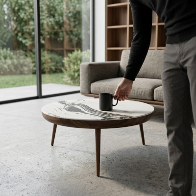 Luxus Couchtisch Holz Miwwelen Modern Ariichtung Dësch Bäistelltësch Nei