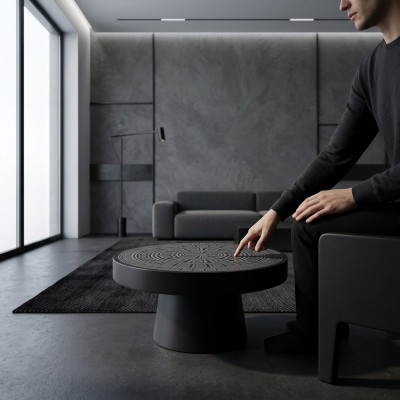 Couchtisch Kaffisdësch Säitedësch Design Ronn Stuffendësch Miwwelen