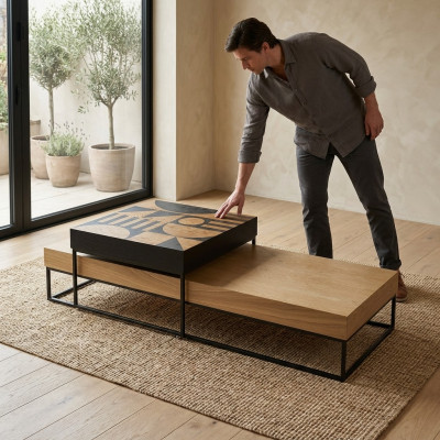 Couchtisch Braun Luxus Holz Wunnzëmmer Design Kaffeisdësch Miwwel Nei