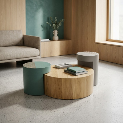 Kaffisdësch Niewendëscher Couchdëscher Ronn Dëscher Braun Luxus Dësch 3tlg
