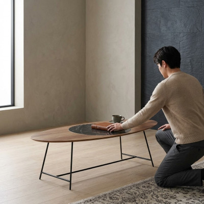 Couchtisch Wunnzëmmer Dësch Braun Holz Kaffisdësch Design Miwwelen Nei