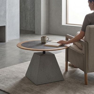 Canapé Dësch Holz Ronn Niewendësch Design Sëlwer Dësch Miwwelen Wunnzëmmer