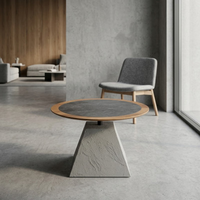 Canapé Dësch Holz Ronn Niewendësch Design Sëlwer Dësch Miwwelen Wunnzëmmer
