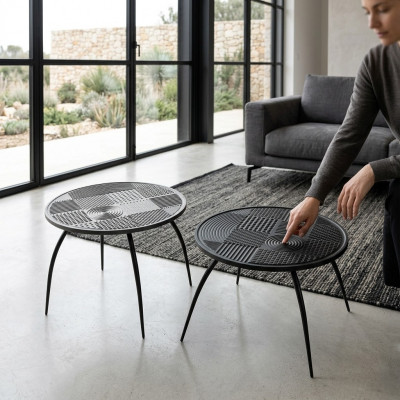 Canapéistösch Kaffiestäsch Designer Dësch Wunnzëmmertësch Rond Dëscher
