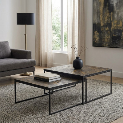 Couchtisch Luxus Niewentisch Miwwelen Holz Modern Wunnzëmmer Design