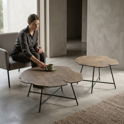 Set aus zwee luxuriéise Coffistable fir d'Wunnzëmmer am modernen Stil