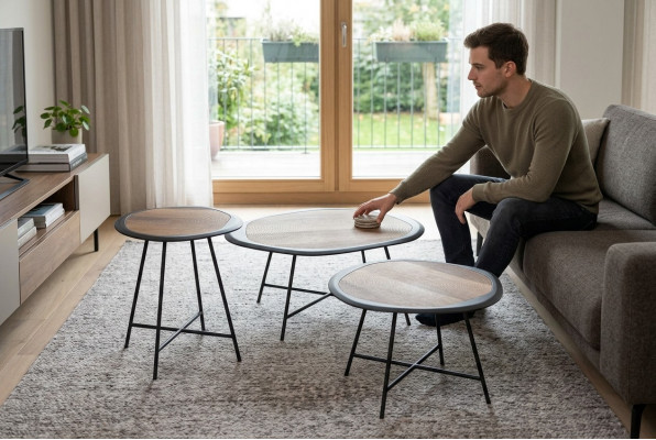 Couchtische, Niewentafelen, Ronn Dëscher, Schwaarz, Italieneschen Stil