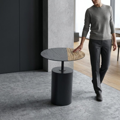 Ronnt Niewentisch Couchtisch Design Holz Schwaarz Wunnzëmmer Dësch